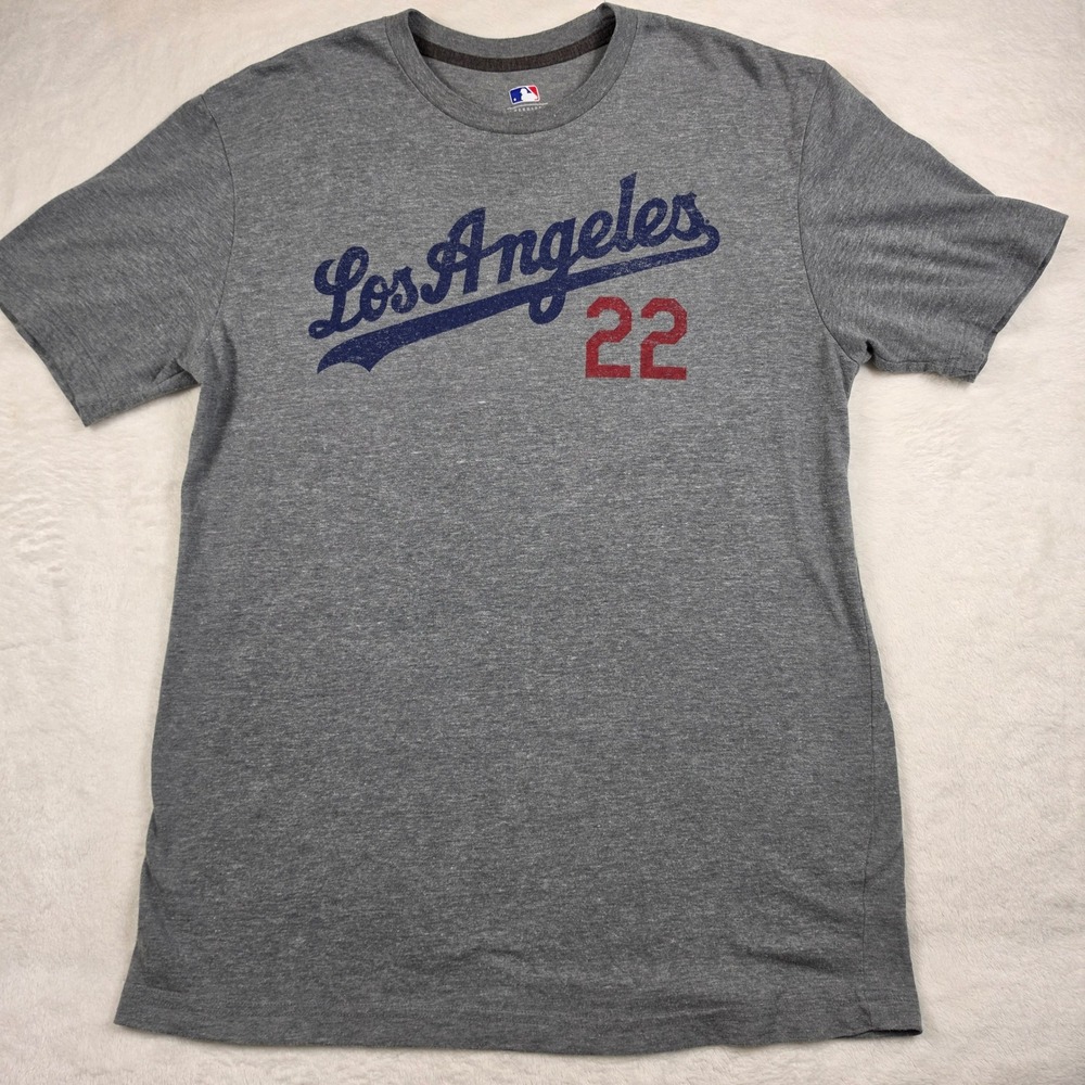 MLB Clayton Kershaw Dodgers T-Shirt Mens Large Gray Excellent Player Tee 22